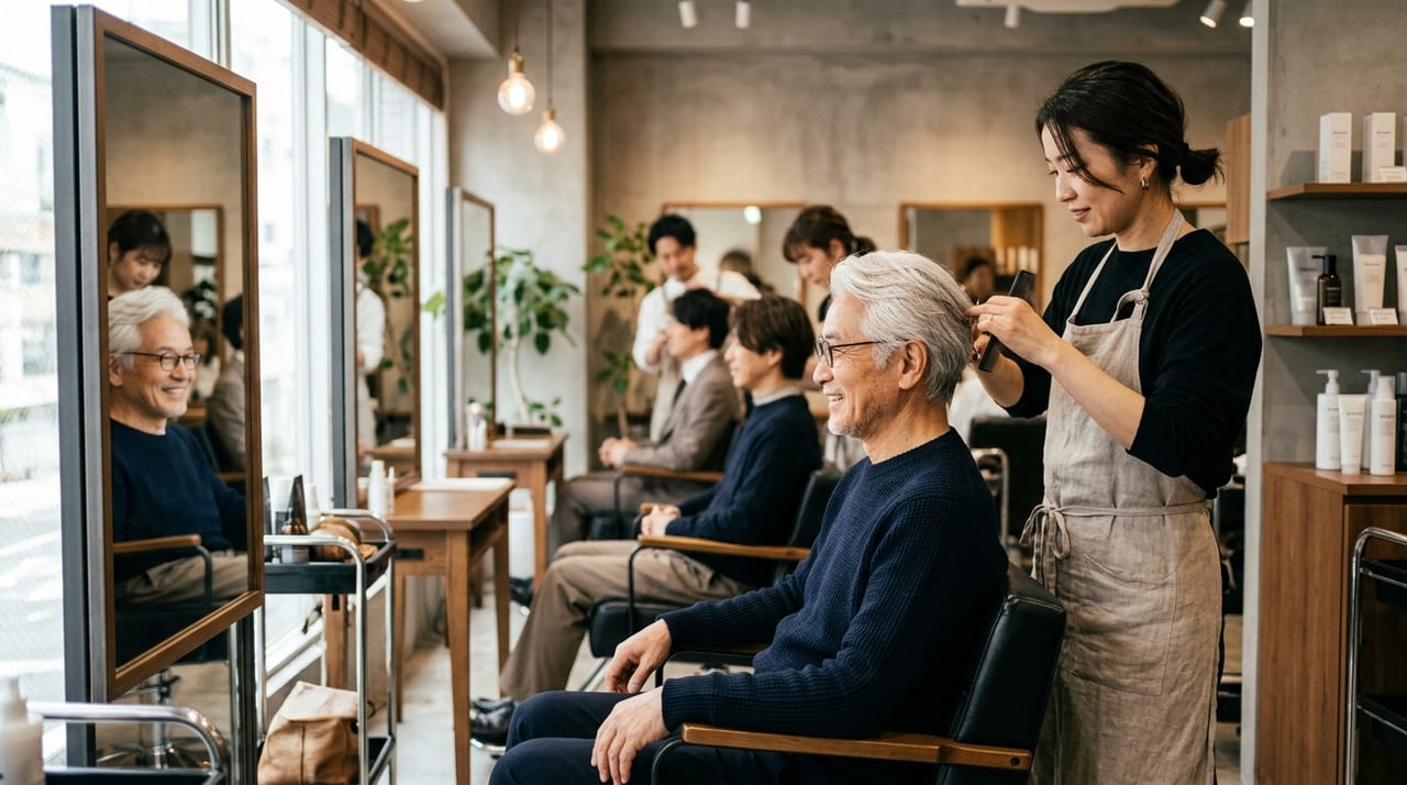 60代以上の男性ヘアスタイル完全ガイド｜白髪・薄毛・乾燥に悩むシニア世代の似合う髪型 のメインビジュアル