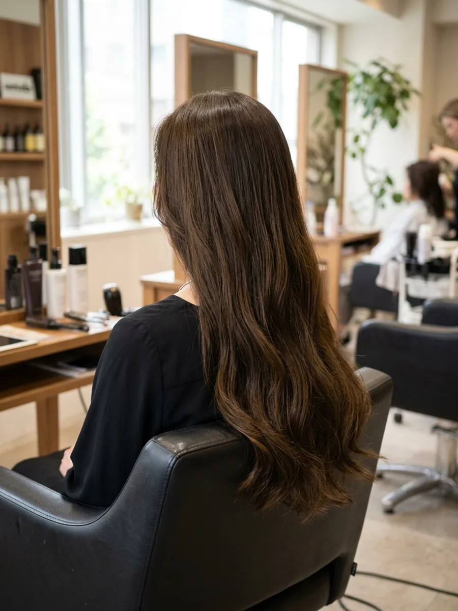 多賀城 コスタヘアー ツヤめくグレーカラーロング - 後ろ姿