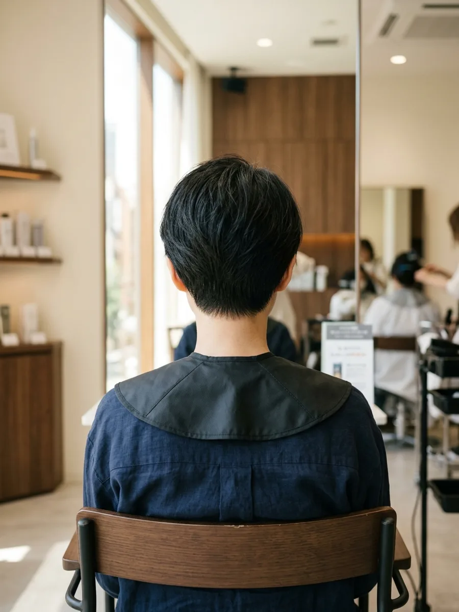 名取 コスタヘアー 大人ショート×白髪ぼかしハイライト - 後ろ姿