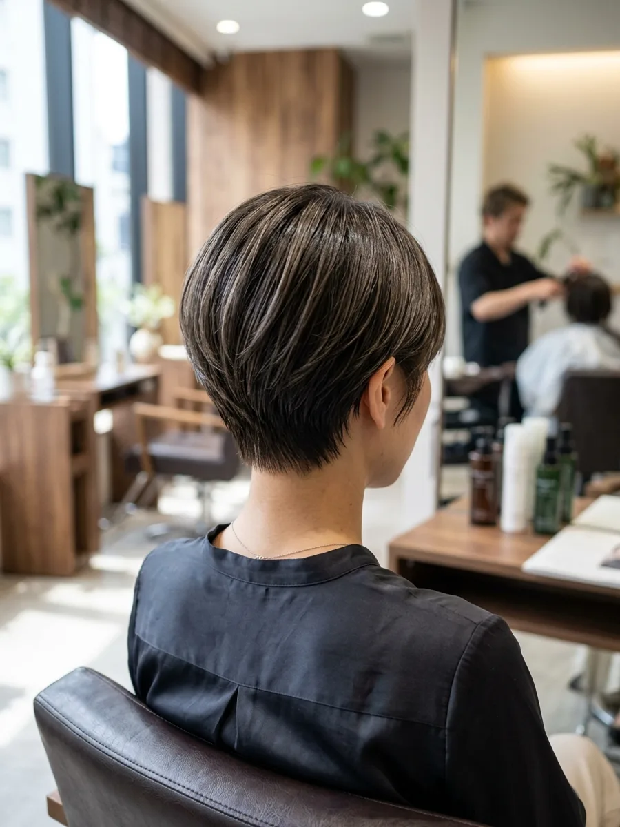 多賀城 コスタヘアー 大人のツヤ感ショートカラー - 後ろ姿