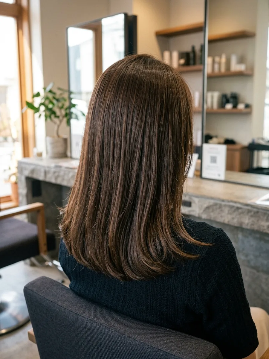 多賀城 コスタヘアー ツヤめくグレイカラーミディアム - 後ろ姿