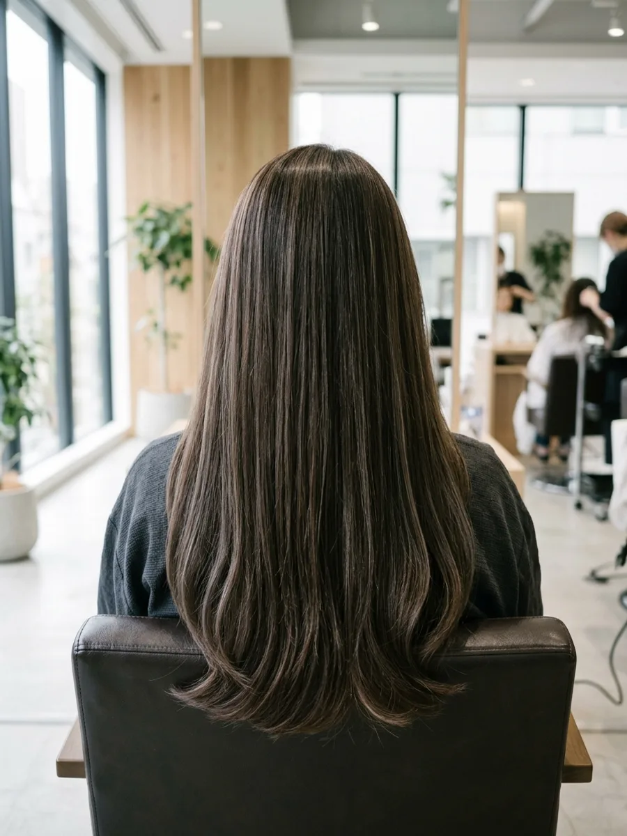 多賀城 コスタヘアー グレイカラーフェミニンロング - 後ろ姿
