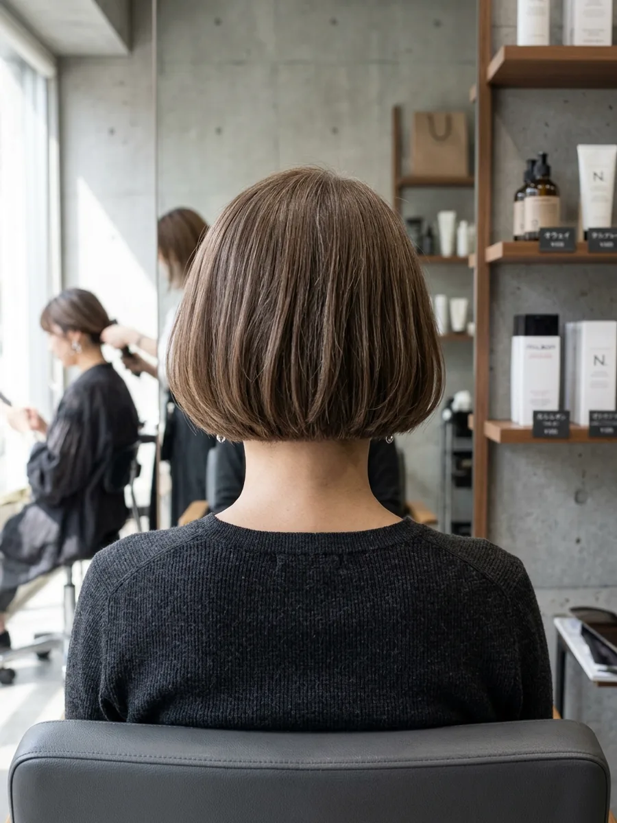 多賀城 コスタヘアー 大人グレイカラーボブ - 後ろ姿