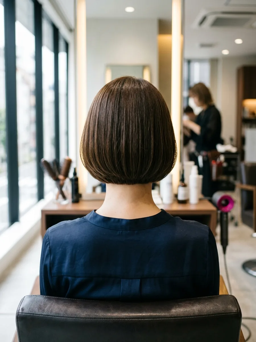 多賀城 コスタヘアー 上品グレイカラーボブ - 後ろ姿