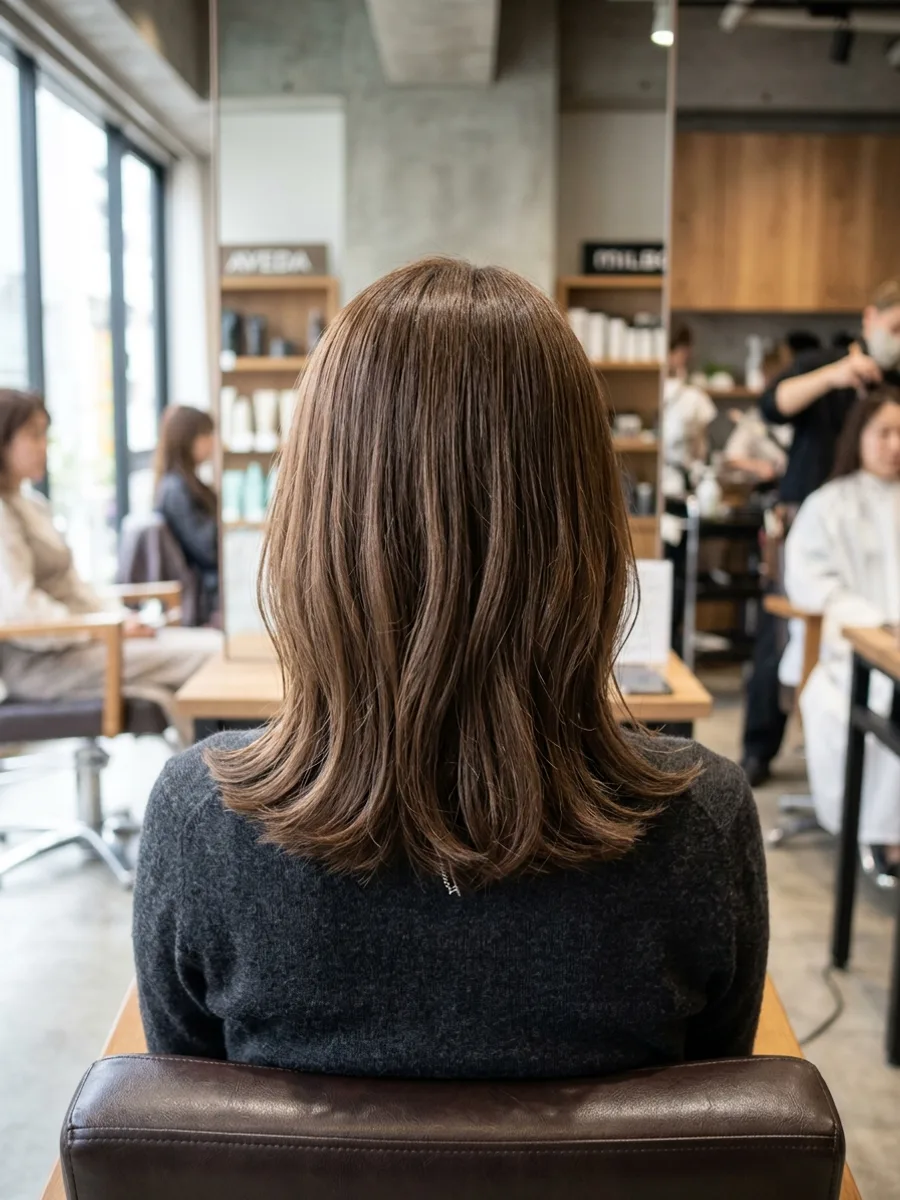 多賀城 コスタヘアー ツヤめくグレーカラーミディアム - 後ろ姿