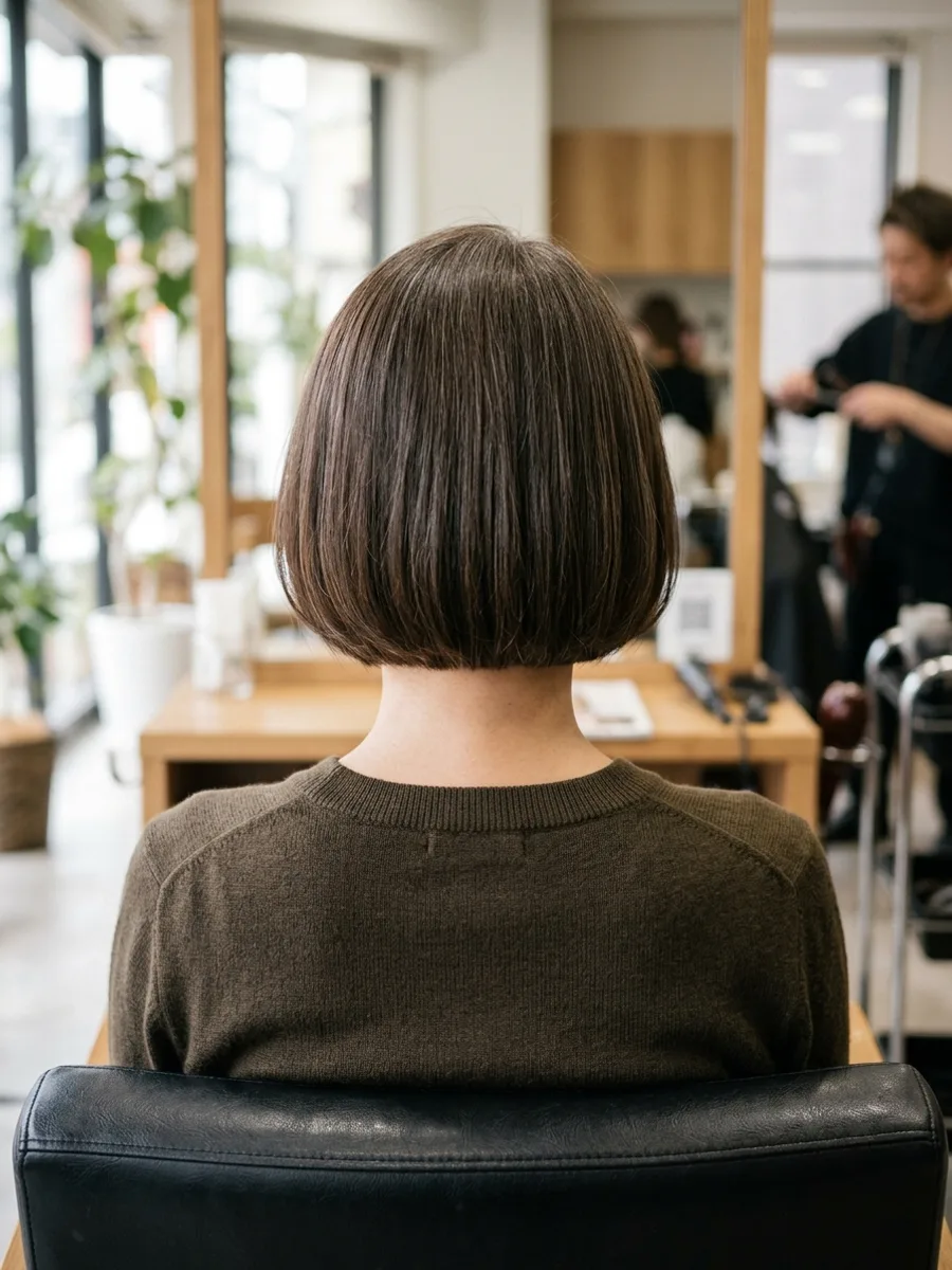 多賀城 コスタヘアー 大人グレイカラーボブ - 後ろ姿