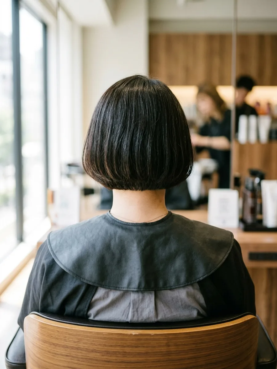 名取 コスタヘアー 大人ボブ｜ハイライトで白髪ぼかし - 後ろ姿