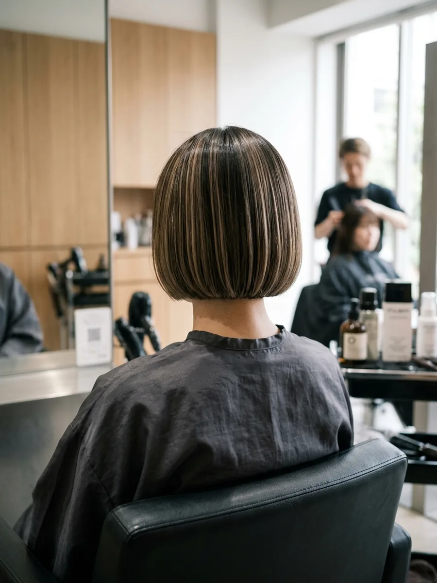 名取 コスタヘアー ツヤ感カラーボブ - 後ろ姿