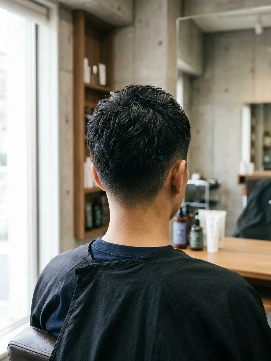 多賀城 コスタヘアー 丸みショート｜メンズひし形シルエット - 後ろ姿