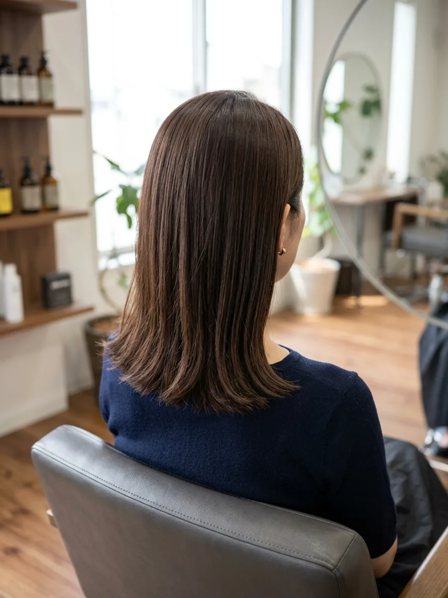 名取 コスタヘアー ナチュラルミディアムウェーブカット - 後ろ姿