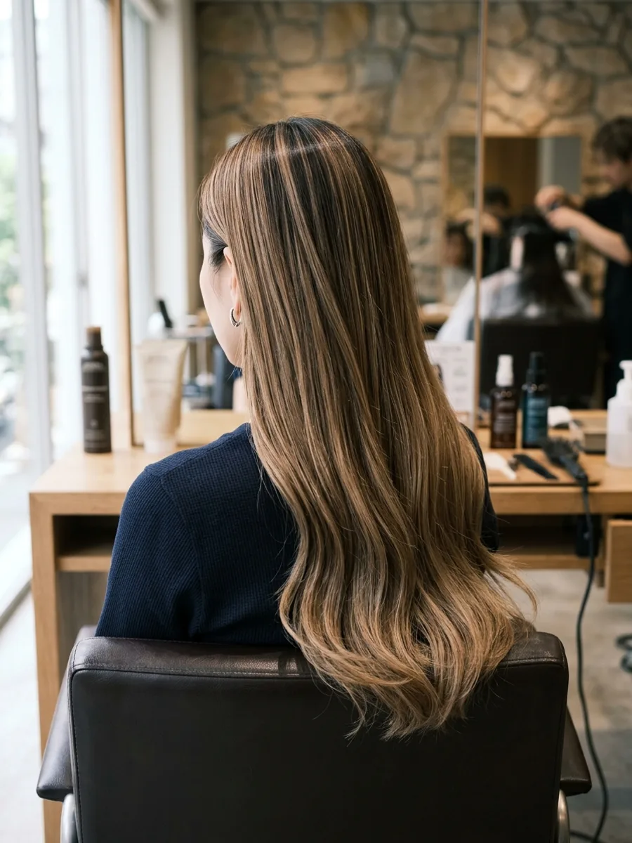 名取 コスタヘアー ツヤ感ロングカラースタイル - 後ろ姿