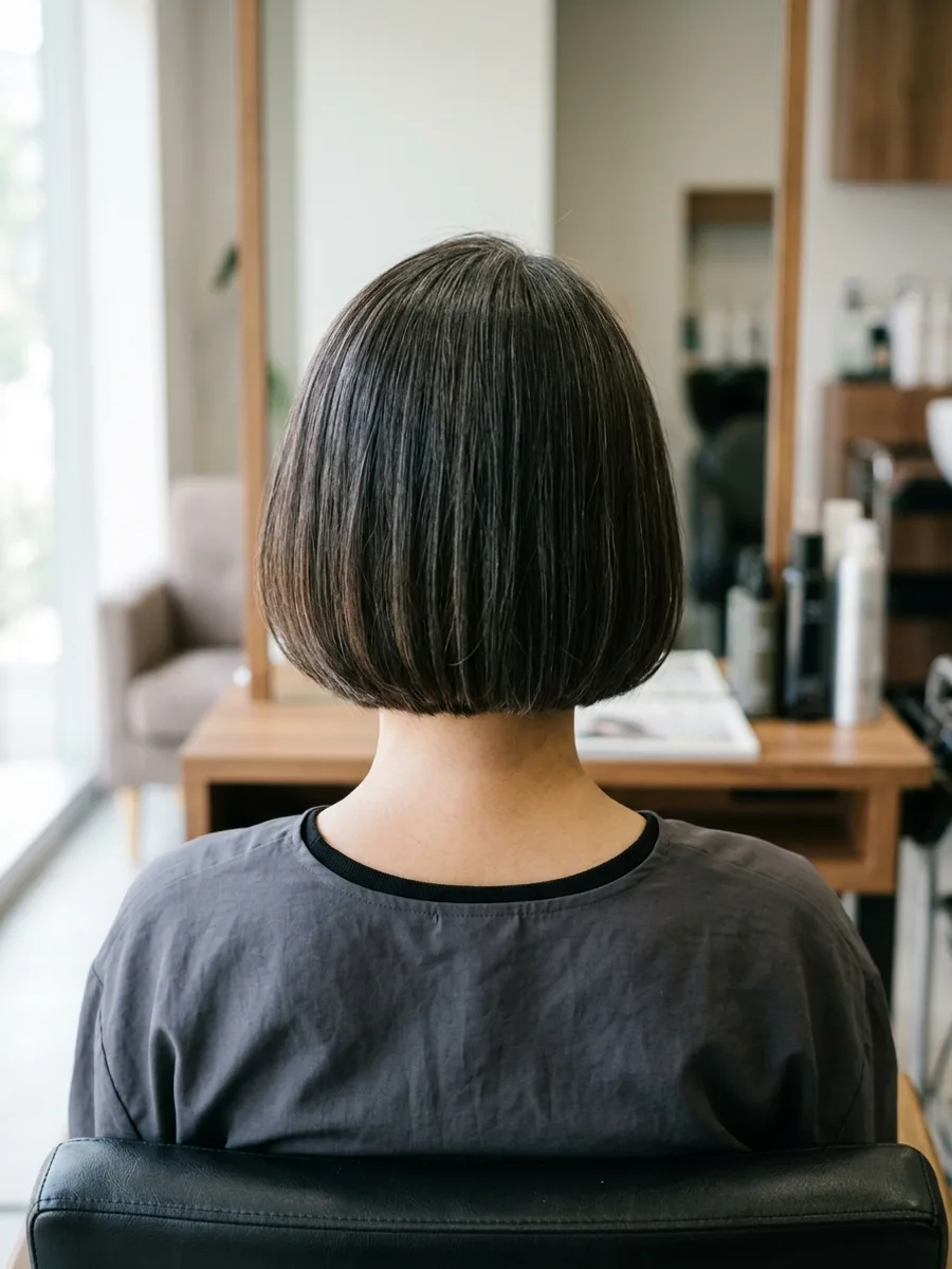 多賀城 コスタヘアー 大人グレイカラーボブ - 後ろ姿