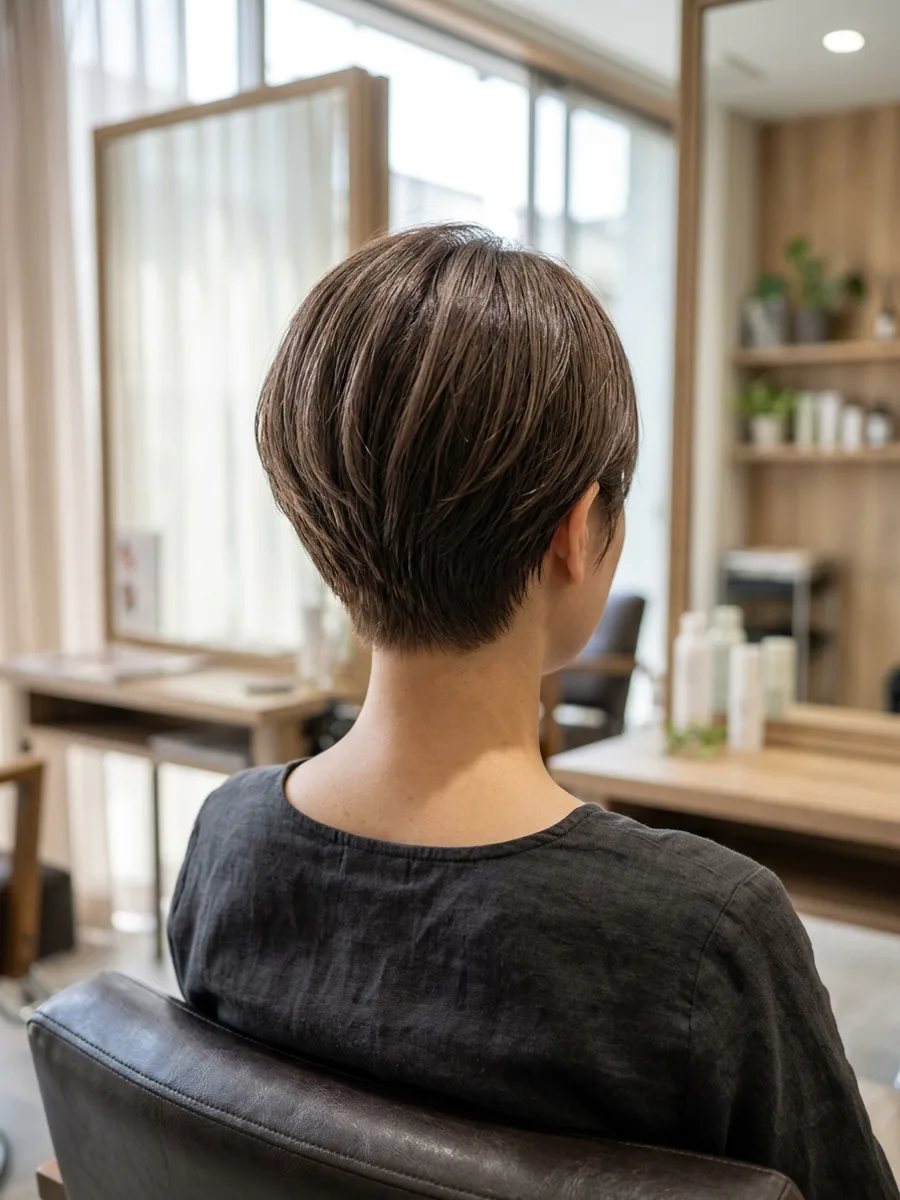 多賀城 コスタヘアー 大人ショート×ツヤカラー - 後ろ姿