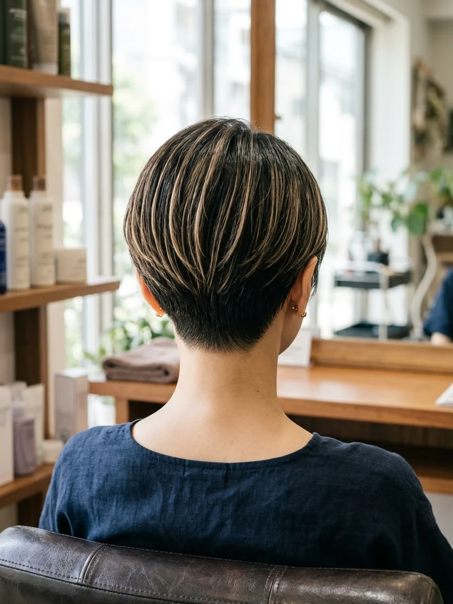 名取 コスタヘアー 大人カジュアルショート×透明感カラー - 後ろ姿
