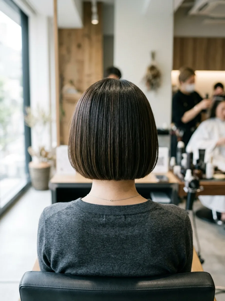 多賀城 コスタヘアー 上品グレーカラーボブ - 後ろ姿