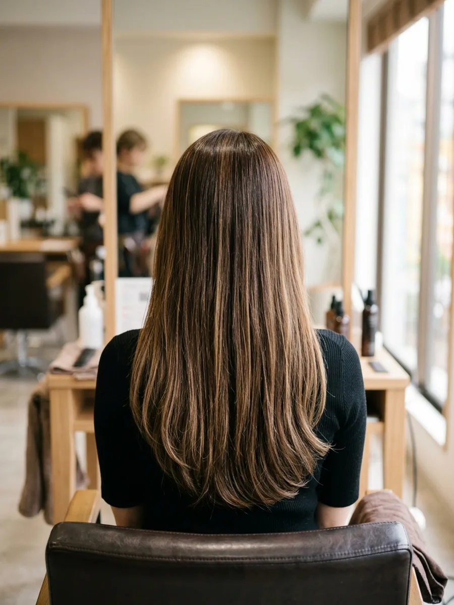 名取 コスタヘアー ツヤ感ロングカラーで透明感UP - 後ろ姿
