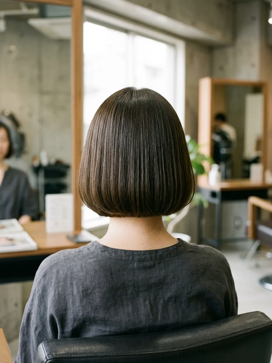 多賀城 コスタヘアー 大人グレイカラーボブ - 後ろ姿