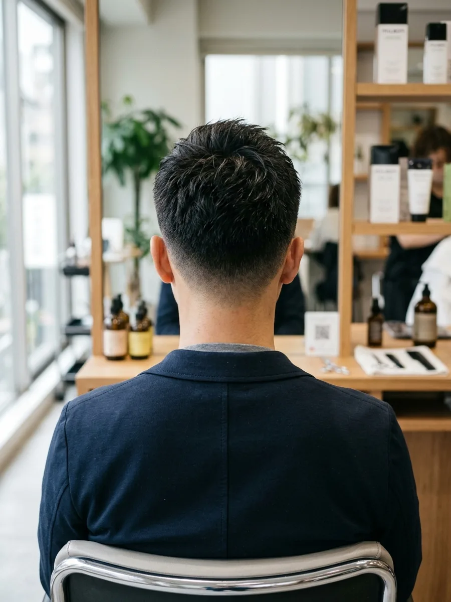 多賀城 コスタヘアー 大人メンズショート｜フェードで作る立体感スタイル - 後ろ姿