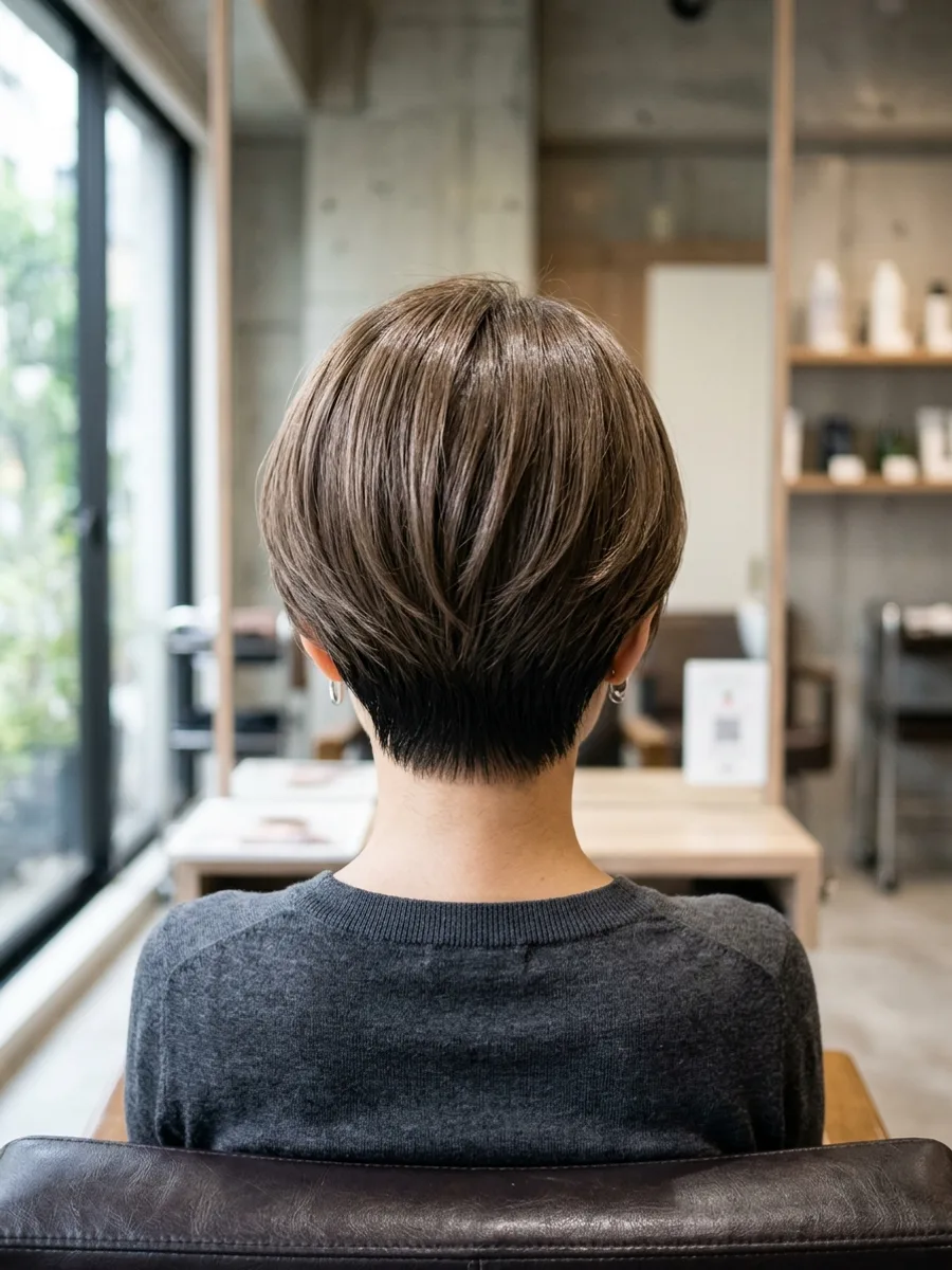 多賀城 コスタヘアー 大人女性のツヤカラーショート - 後ろ姿
