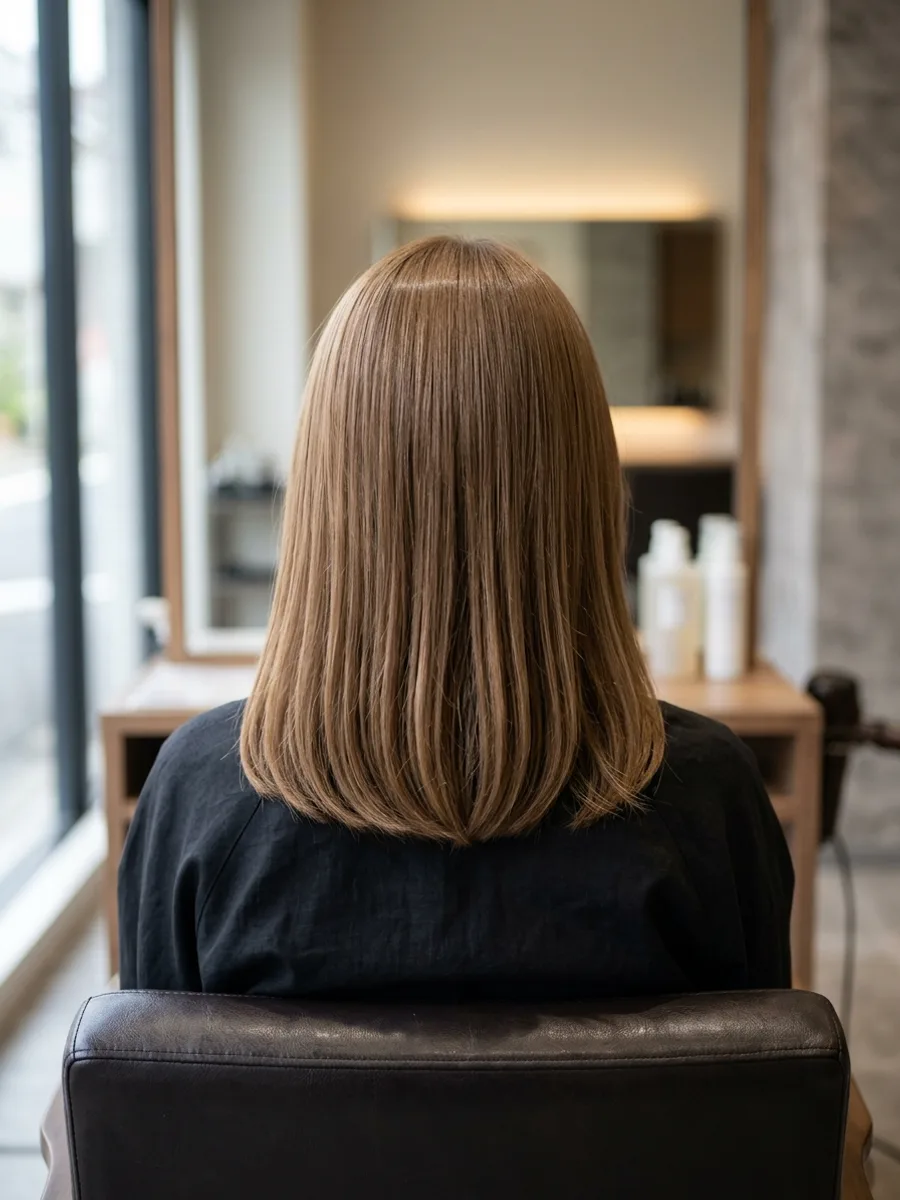 名取 コスタヘアー ナチュラルカラーミディアムボブ - 後ろ姿
