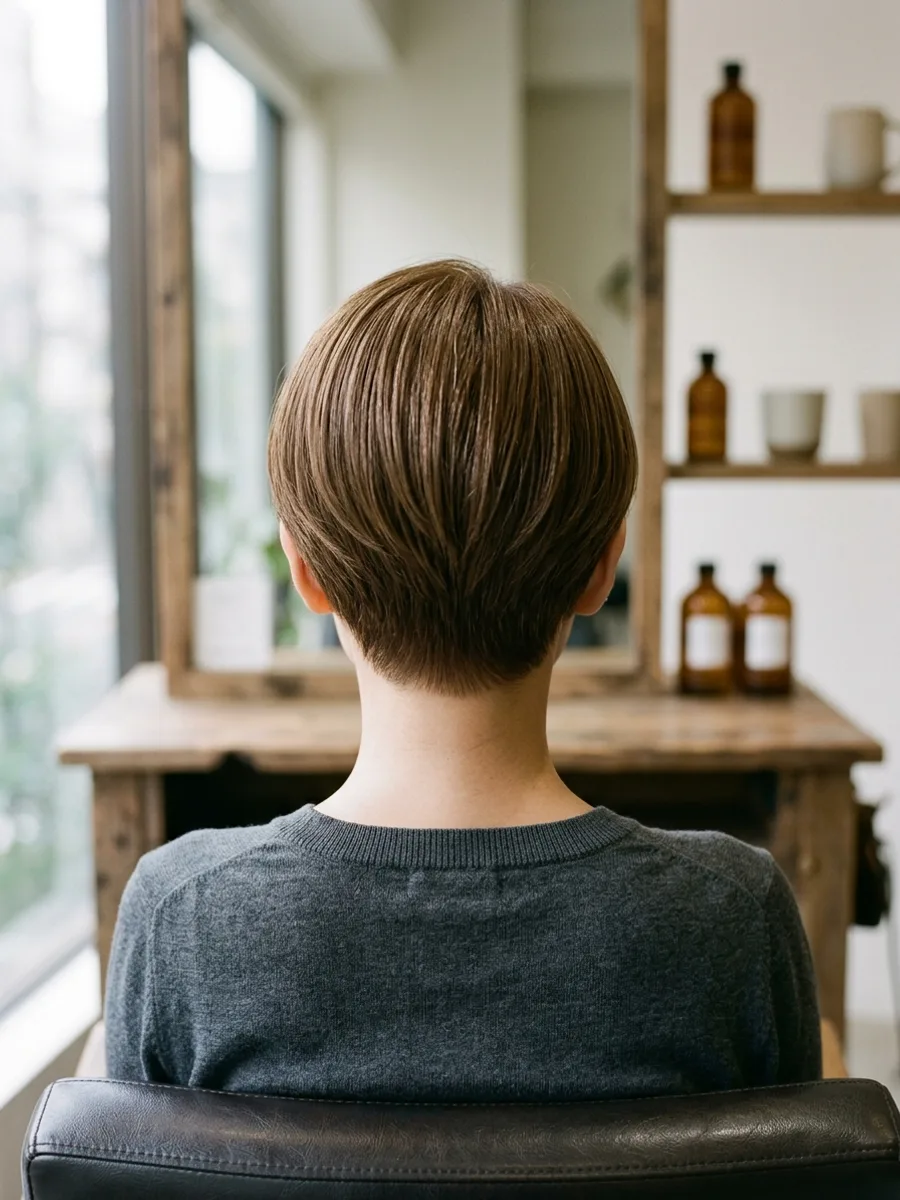 名取 コスタヘアー 大人可愛いショートカラー - 後ろ姿