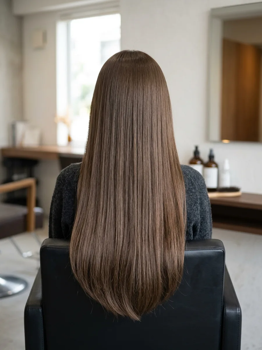 多賀城 コスタヘアー 艶やかブラウンロングカラー - 後ろ姿